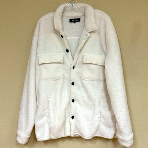 PACSUN oversized WHITE SHERPA shacket jacket size m